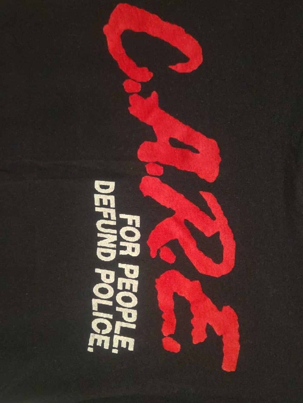 For Everyone Collective C.A.R.E. Defund Police Black Graphic Tee Size SMALL - Picture 3 of 7